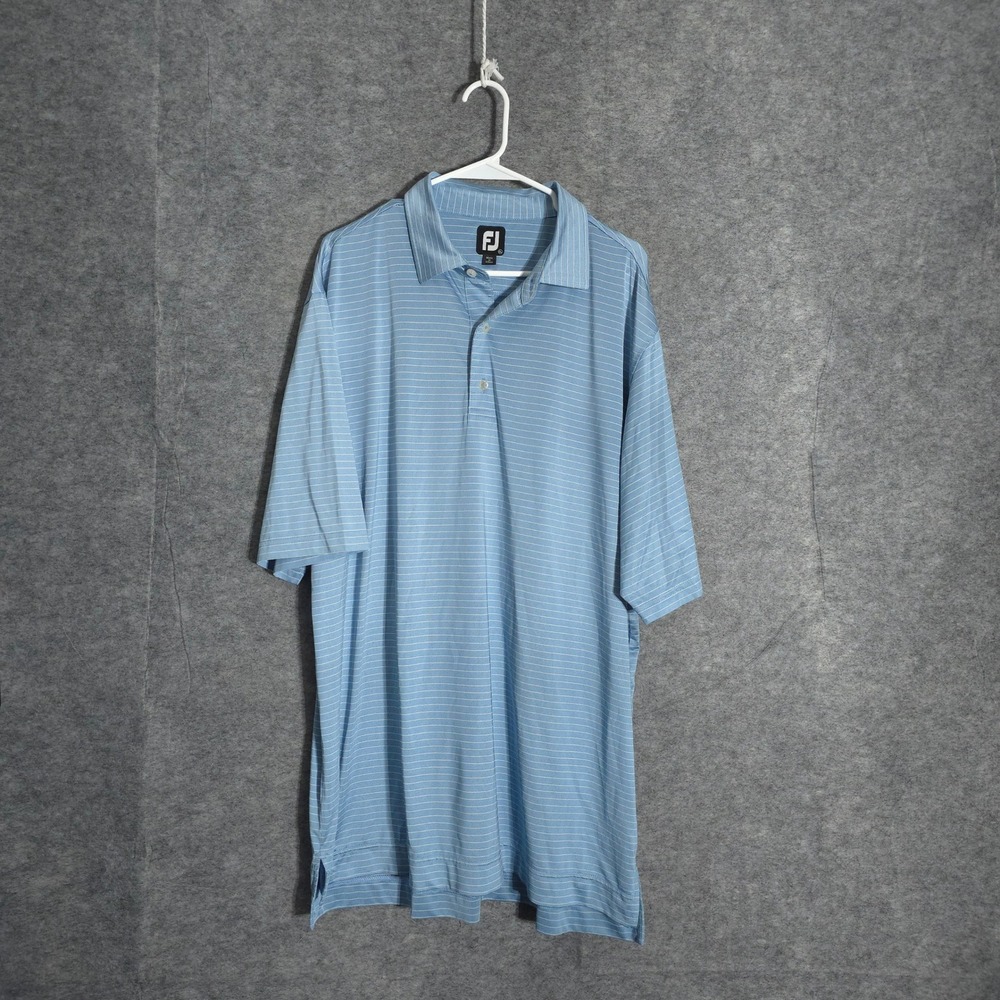 FootJoy Polo Men XL Blue Striped Golf Weston Hills Sleeve Breathable Performance